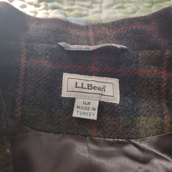 L.L.Bean Dark Plaid Wool Cashmere Jacket 14R Turkey RN71341 - Picture 11 of 14